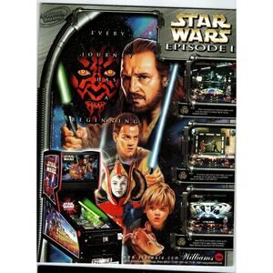 Williams Star Wars Episode I Pinball Machine FLYER Original Arcade Game Retro